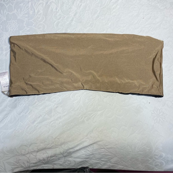 NEW Good American 8 strapless bikini top bandeau shiny gold green Reversible 5x - Picture 11 of 15